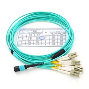 10g 8 fiber mpo to 4lc duplex fiber optic fanout patch cable om3 aqua
