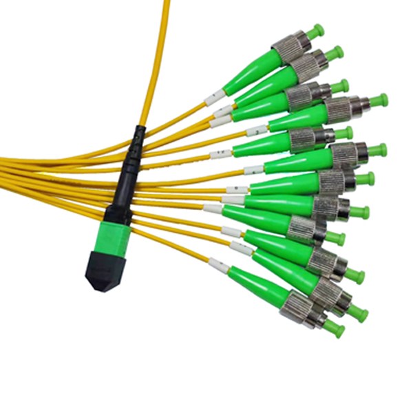 Single Mode MTP 12 Breakout Cable, MTP Female connector to FC APC Connectors, 12 Cores 9/125um LSZH 3.0MM Round 3M Yellow 12 fiber single mode mpo cable apc female connectors to fc apc patch cord with breakout kits 2 12 Fiber MPO To FC APC Breakout Cable