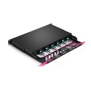 1U 96 Fiber Rack Mount MPO Patch Panel 24LC Quad Adapters
