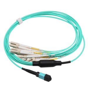 iec 61754 7 mtp mpo 12 fiber breakout cable, om3 opfp 3.0mm 5 meter aqua, 1pc/pack, polarity type a for mtp to lc cassette