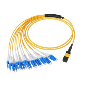 24 Fiber MTP To LC Fanout Cable SM Elite Low Loss 0.35dB Uniboot Blue Connector