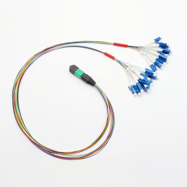 24 Fibers MPO APC To LC UPC Patchcord SM Blue 0.6Meter
