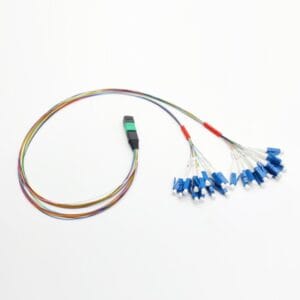 24 Fibers MPO APC To LC UPC Patchcord SM Blue 0.6Meter