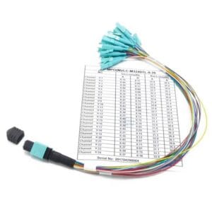 24 Fibers MPOM To LCPC Fanout 0.9mm 30cm Patch Cable OM3 Multimode