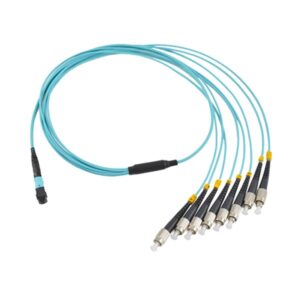 40gb 100g mtp/female 12 fiber to fc/pc fanout cable multi cores om3 mm aqua