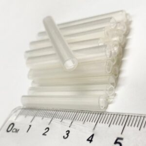 6 cores ribbon fiber splice sleeve with 1 ceramic rod, 40*3*1.5mm, pe hot melt tube, eva heat shrink tube