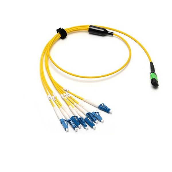 8 Fiber MPO 4LC Duplex Fiber Breakout Cable SM Blue Static Pack