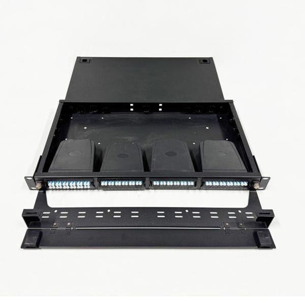 High Density MPO 96 Fibers Rack Mounted Patch Panel Black for 12 Port LC Cassette