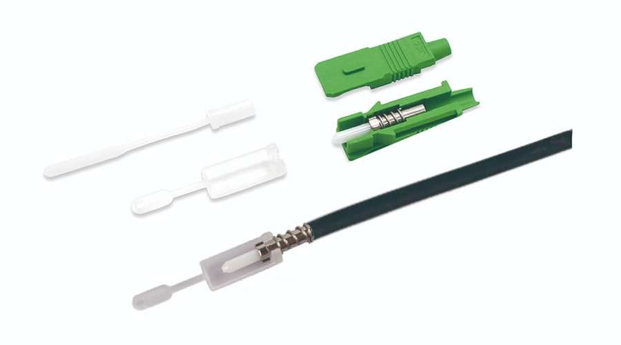 Passive Fiber Splitter 1x8 SC APC Single Mode G657A1 Fiber, SMF Cable 900um OS1 White 1 M sc connector plastic housing 2 2 optical sc apc connector 2.0mm, sm integrated body head with dust cap for duct pipeline pulling