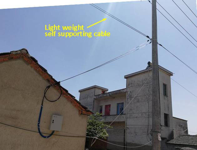 How to attach the lightweight self supporting aerial cable to electric pole?