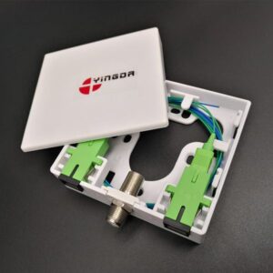 ftth desktop optical termination outlet, 2sc connectors, 1 rf for catv application
