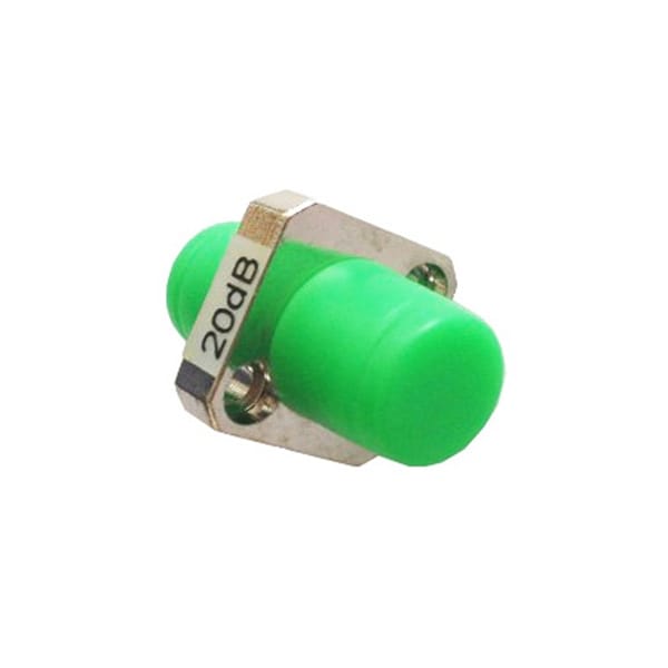 fc/apc 10db attenuation in single mode fiber, green dust caps, square body zinc alloy, fixed attenuator