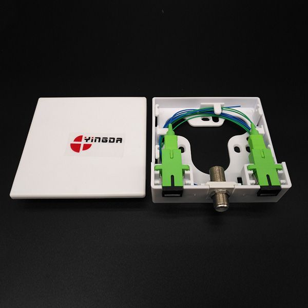 003 5 ftth desktop optical termination outlet, 2sc connectors, 1 rf for catv application