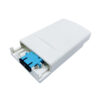 ftth outlet fiber optic, 1 port sc duplex connector, 2 cores splicing, slide open, left top to bottom cable go through