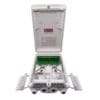 durable outdoor fiber distribution box load with 24 sc adapters, fiber pigtails, wall mount, white abs