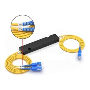 fiber optic coupler 1x2 fbt splitter 1/99, 20.2/0.24db low loss, 10*20*90mm case