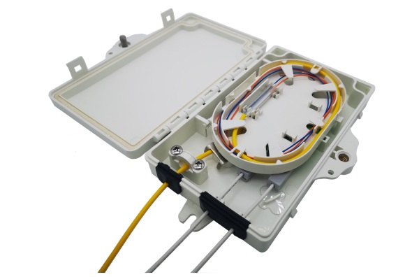 2 port sc ofc termination box, outdoor fiber splice box wall mount with splice tray