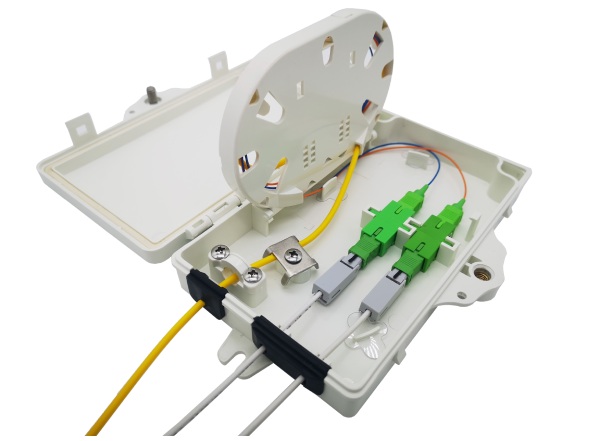 2 port sc ofc termination box, outdoor fiber splice box wall mount with splice tray