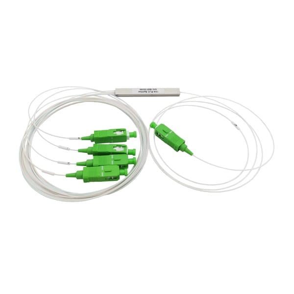 1x4 fiber splitter ribbon fiber optic cable 4 way out port sc apc connectors, white loose tube,1mts