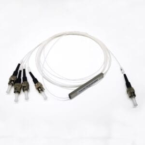 single mode fiber optic splitter 1x4, st connectors, 1.5mts, g.657b3 fiber, bag pack