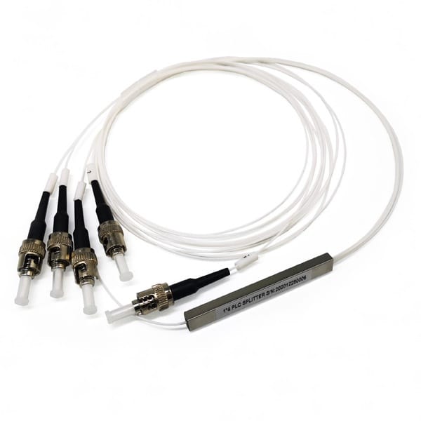 single mode fiber optic splitter 1x4, st connectors, 1.5mts, g.657b3 fiber, bag pack