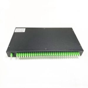 1 64 splitter modules in 1u fiber optic patch panel,32 lc duplex adapters for outputs, 1 lc duplex adapter for input pigtails, black