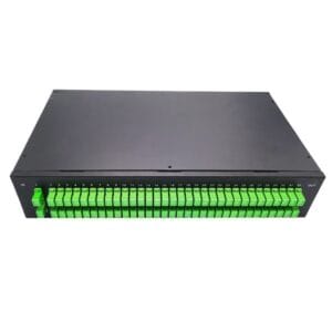 xgspon 1x64 plc splitter mini module in optical fiber patch panel, 2u 19inch odf,black metal materials, sc apc connectors