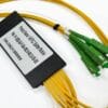 gpon epon abs splitter plc 1x8, compact size cassette plc splitter,3.0mm pigtails white in, yellow out with sc connectors
