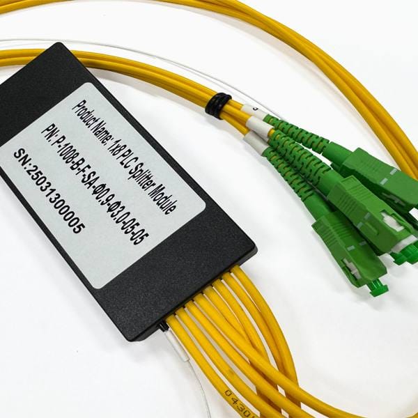 gpon epon abs splitter plc 1x8, compact size cassette plc splitter,3.0mm pigtails white in, yellow out with sc connectors