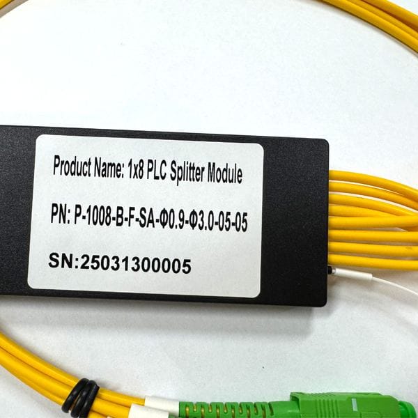 gpon epon abs splitter plc 1x8, compact size cassette plc splitter,3.0mm pigtails white in, yellow out with sc connectors
