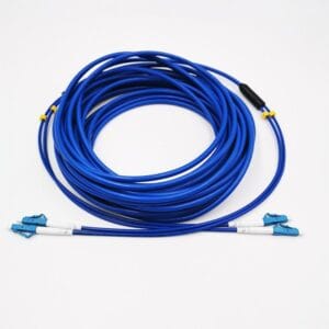 2 core armored fiber patch cable duplex single mode lc lc, blue 3.0mm 2fibers in a tube, g657a1 lszh 10m
