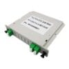 gpon passive splitter 2x4 lc apc connectors green, with blocks,custom label
