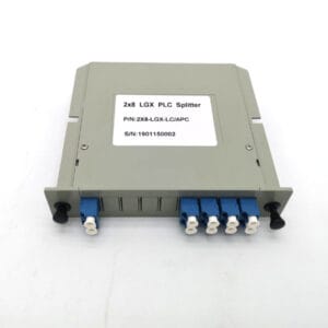 2x8 plc splitter lc upc blue connectors, fiber optic internet splitter,11db loss, 130*100*25mm