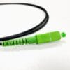 armoured fiber optic patch cord 1 mt, single mode sfm cable 3mm tpu black, il 0.15db, green sc apc connector