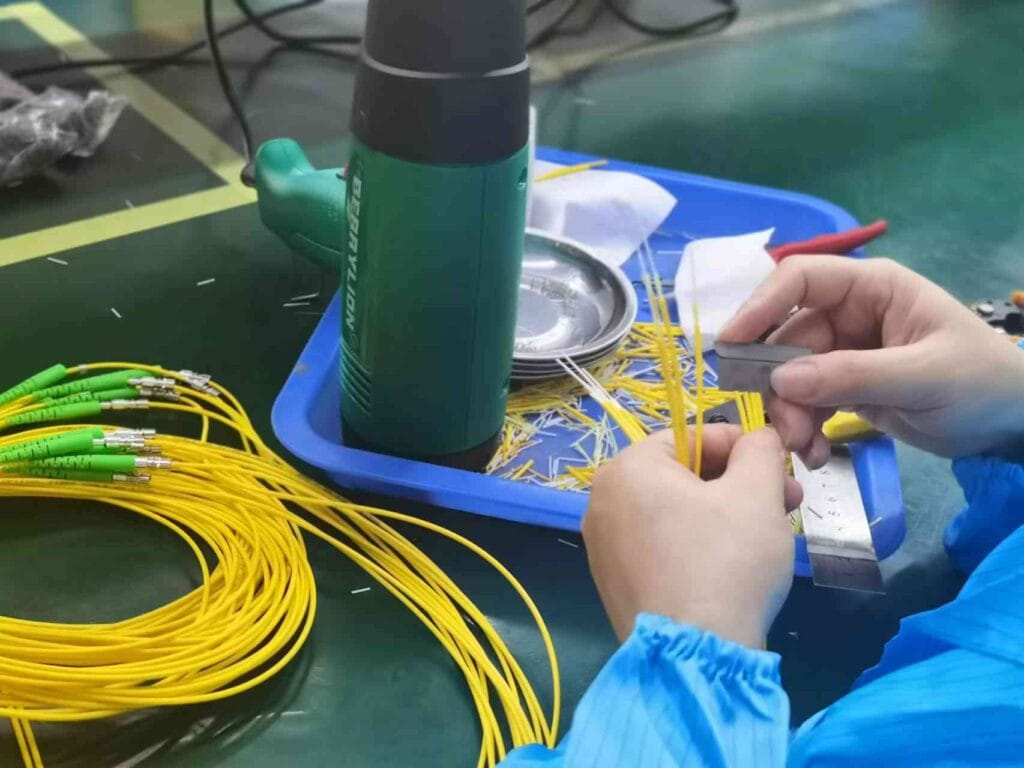 3. strip the cable till bare fiber