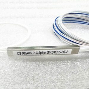 1260 1650nm full wavelength passive optical network splitter 1x9 60 40 without connectors, 0.9mm steel tube white color