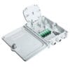 outdoor wall mount atb fiber optic box, white, 2 cable glands 18mm, 1 cable glangd 12mm, with 12 core splice tray