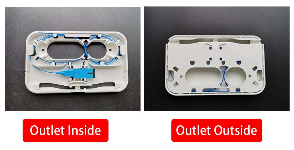 ABS Fiber Optic Outlet Box 1 Core SC Adapter, Back Mid Span Cable Go Through, Buttom Cable Entrance box inside and outside fiber optic outlet box 1core sc adapter internal, back mid span cable go through, buttom cable entrance