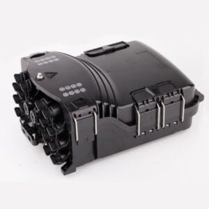 16 ports outdoor plastic fiber optic splitter terminal box,16 hardened adapters sc, 4 main cable ports, black, can load 2pcs 1x8 splitter