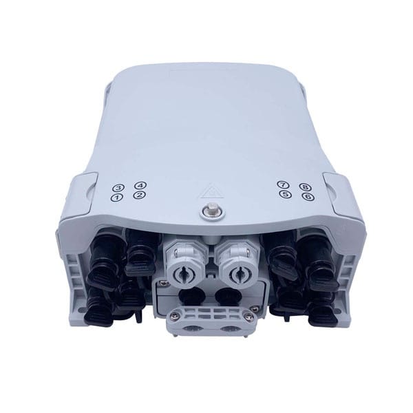 8 port optical splitter box for fiber optic cable 36 cores single fiber splicing, 8pcs mini sc adapters, with number mark and buckle lock