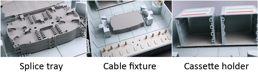 96 cores ftth fiber splice box outdoor pole mount with metal sheet and steel bands, 2x32 splitter cassette or 1x64 mini splitter can be use