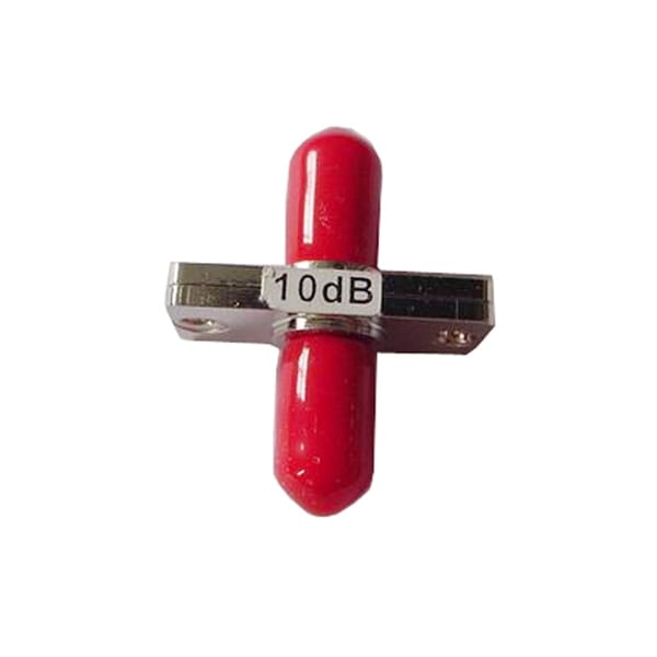 din optical attenuator, female to female, red protection dust cap,10db,rectanglular, multimode fiber attenuation