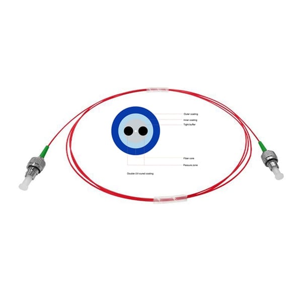 pm fiber patch cord fc apc 0.9mm green, fast axis to the key, pm980 1060nm fiber 125um, 0.9mm loose tube red 1 mt