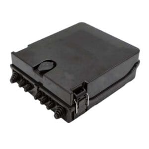 2 in 5 out round rubber seal fiber distribution box, 24 cores single fiber splicing with 2 splice trays, 24 sc adapters, wall pole mount