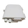 8 port plastic fiber splice box sc connectors, cable glands, white outdoor wall mounting, 1x8 splitter and splicing sleeve