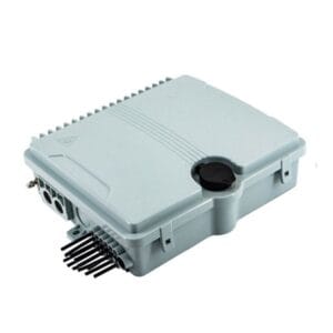 plastic optical fiber distribution box 12 ports sc apc pigtails / 1x8 splitter cassette, 2 in 12 out for fttx drop cable, with grounding wire
