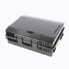 ip65 black outdoor fiber optic termination box, 24 sc adapters, abs, pole mount with clamps, with splice tray and optical distribution panel