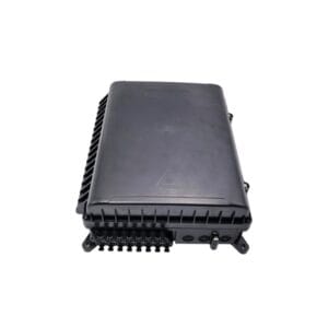 outdoor optical distribution box, individual pack, 16 sc adapters, 3pcs 12mm cable inlet, 16pcs 2x3mm flat drop cable outlets, black