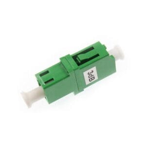 plastic single mode attenuator lc apc 3db, green, white dust caps