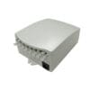 plastic fiber termination box wall mount indoor use, 8 sc connectors, 2 cable ports 100mm with rubber seal, 12 core splicing cassette